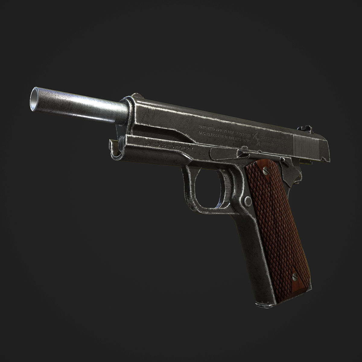 Colt M1911A1 Pistol  Low-poly 3D model_26