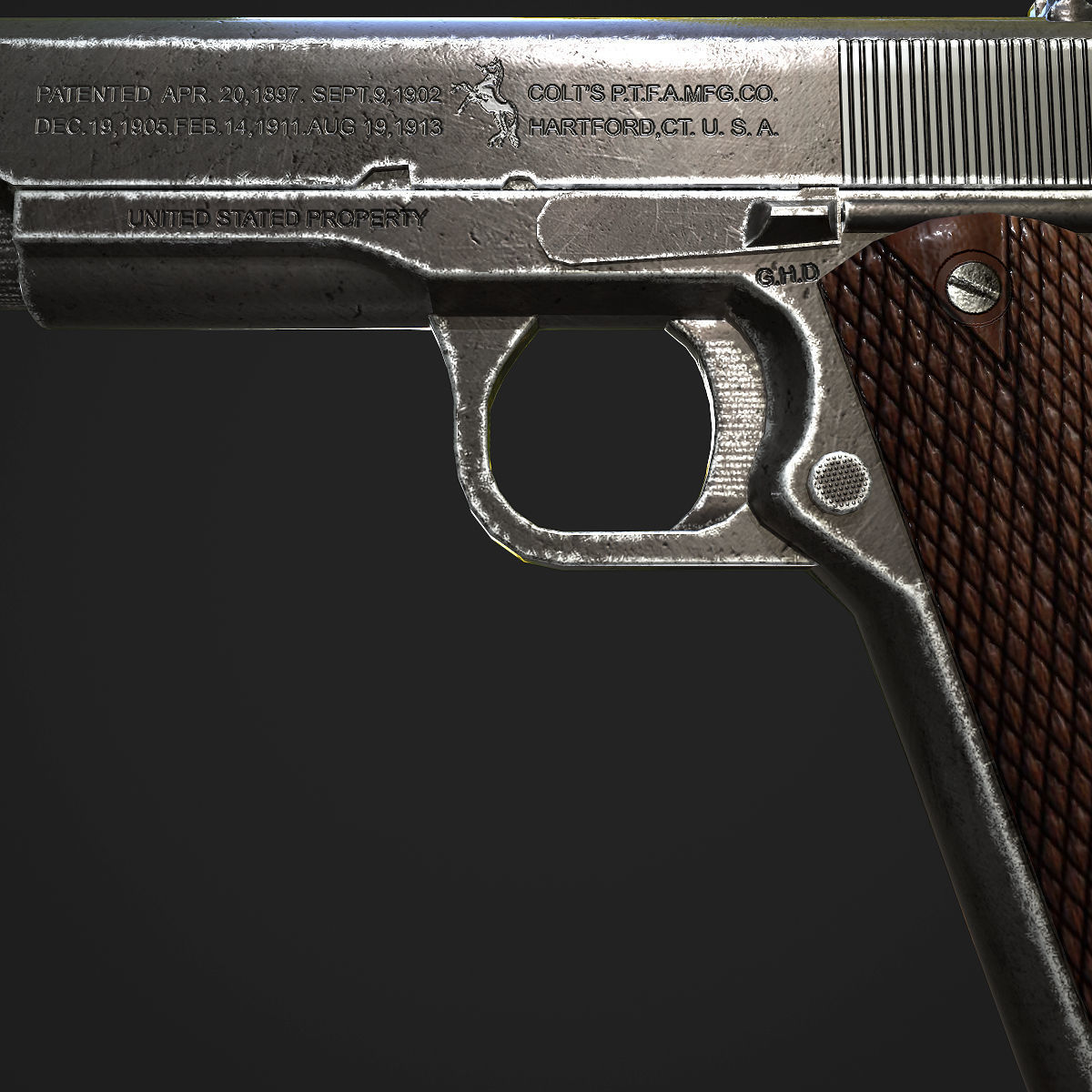 Colt M1911A1 Pistol  Low-poly 3D model_19