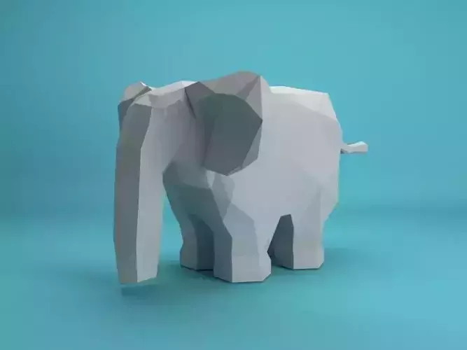 elephant low-poly model ready for papakura 
