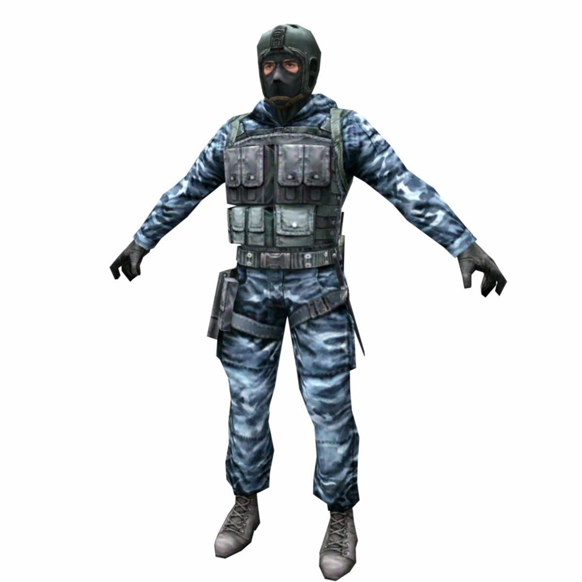 R5 Face mask Army Soldier Low-poly 3D model_1