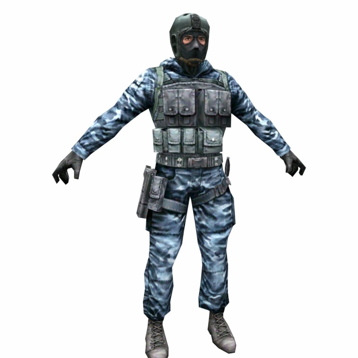 R5 Face mask Army Soldier Low-poly 3D model_2