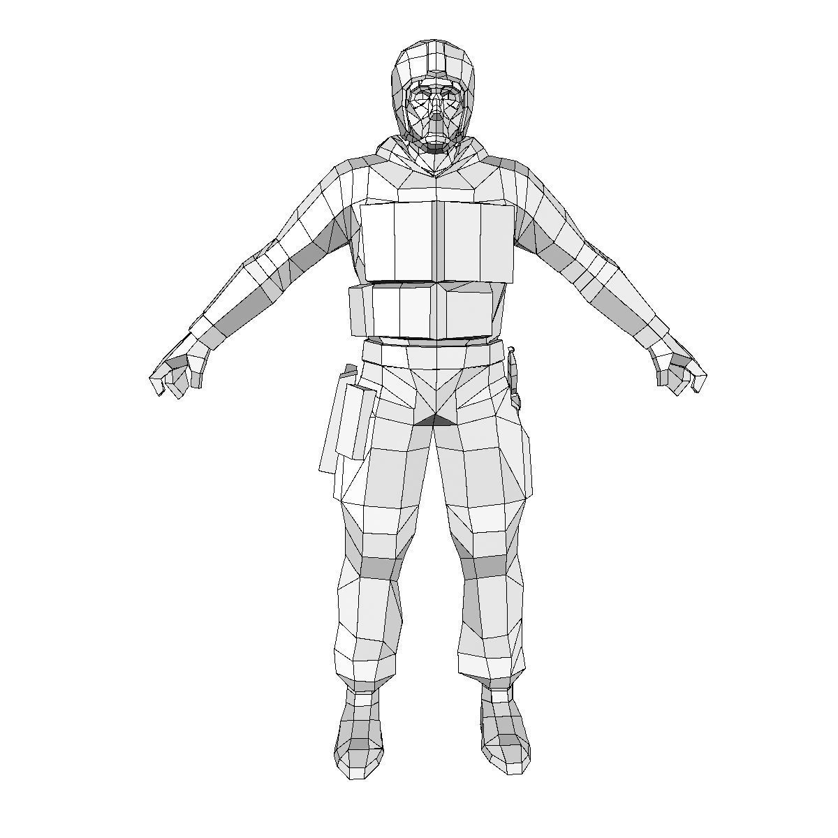 R5 Face mask Army Soldier Low-poly 3D model_7