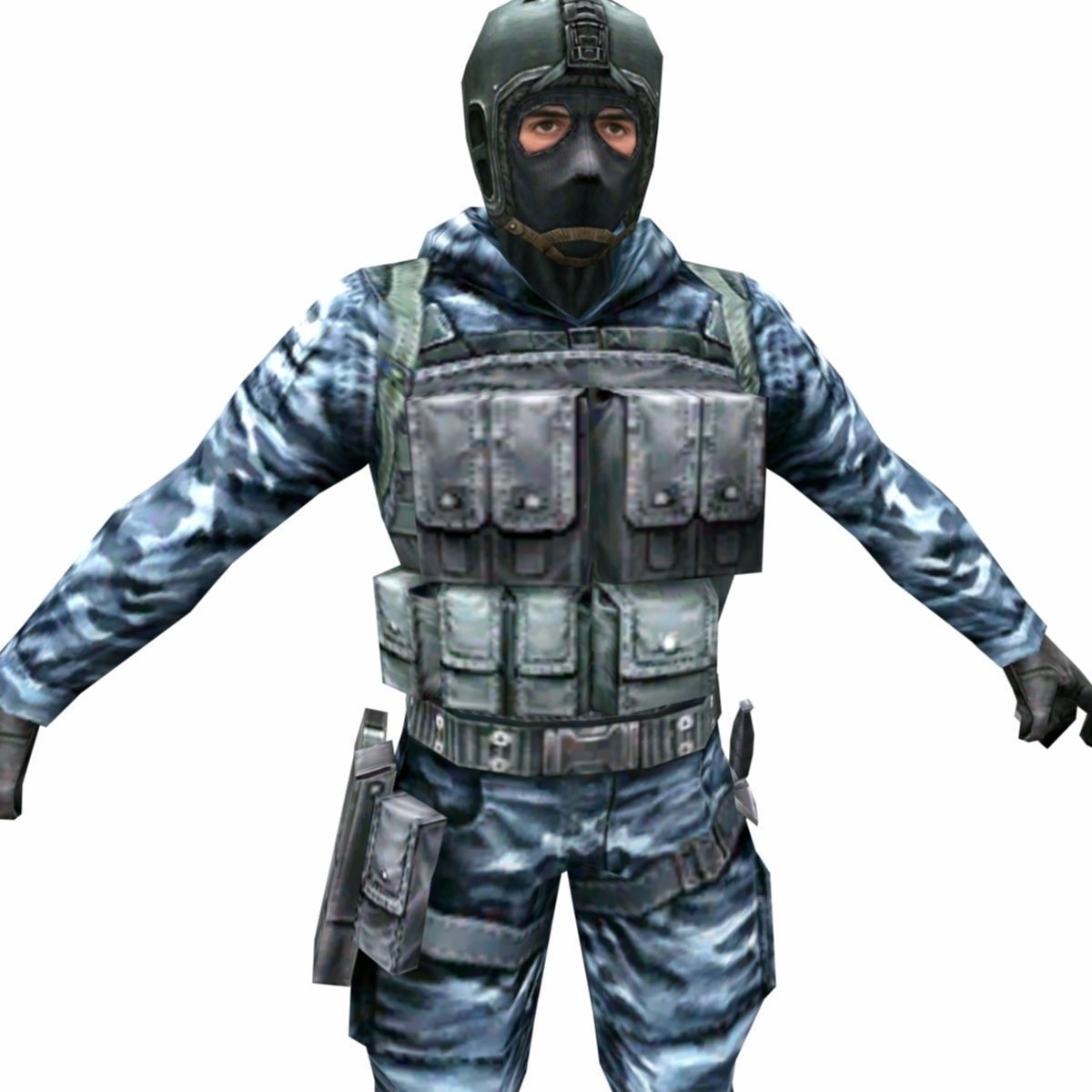 R5 Face mask Army Soldier Low-poly 3D model_3