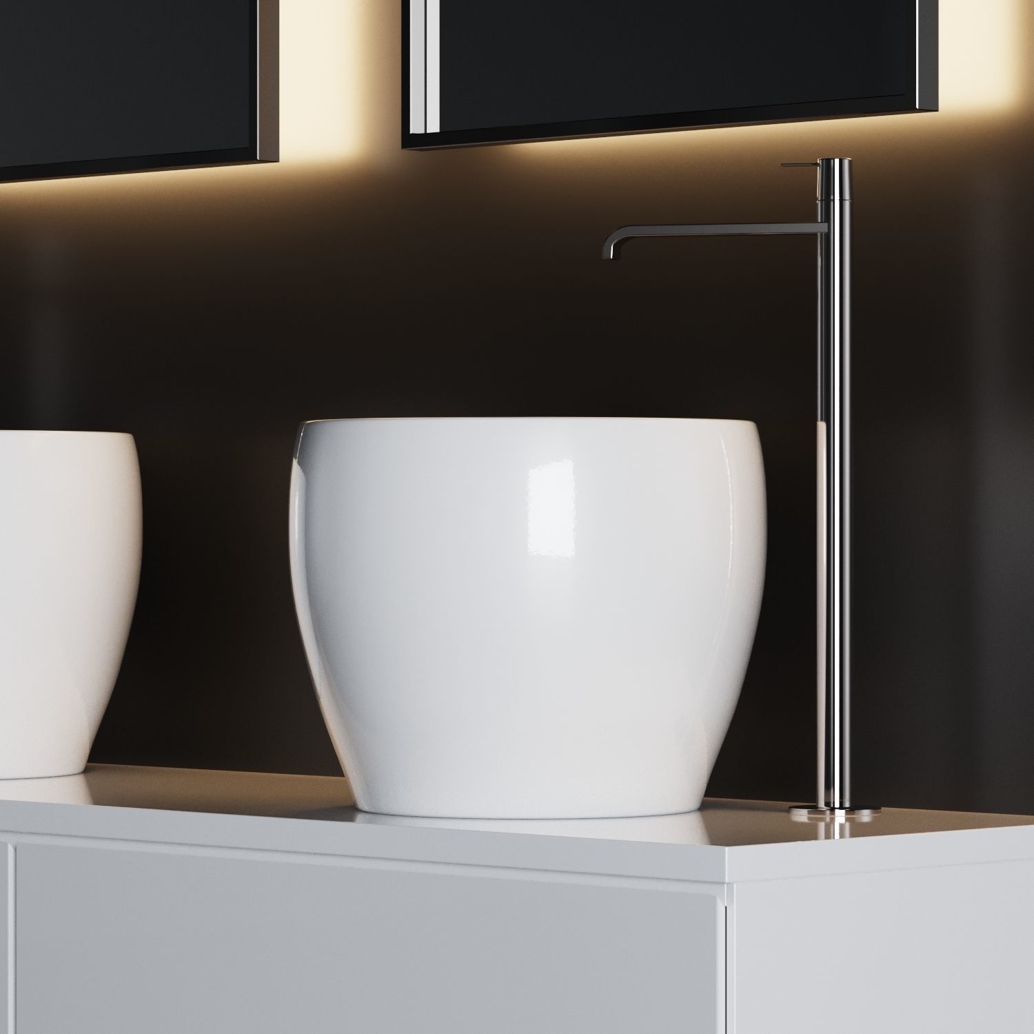 Bath Set 1 bathroom with two sinks and mirrors 3D model_4