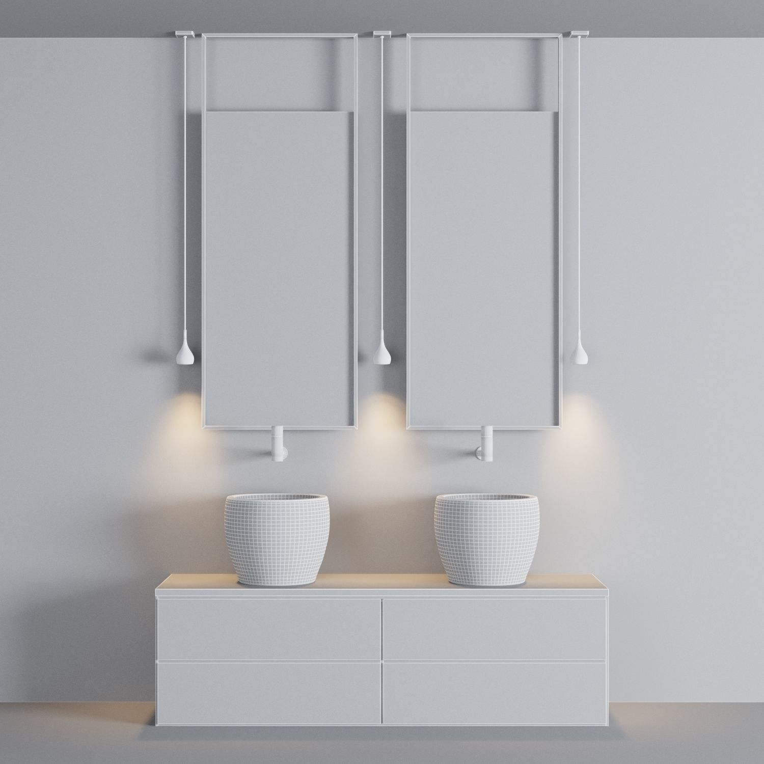 Bath Set 1 bathroom with two sinks and mirrors 3D model_3