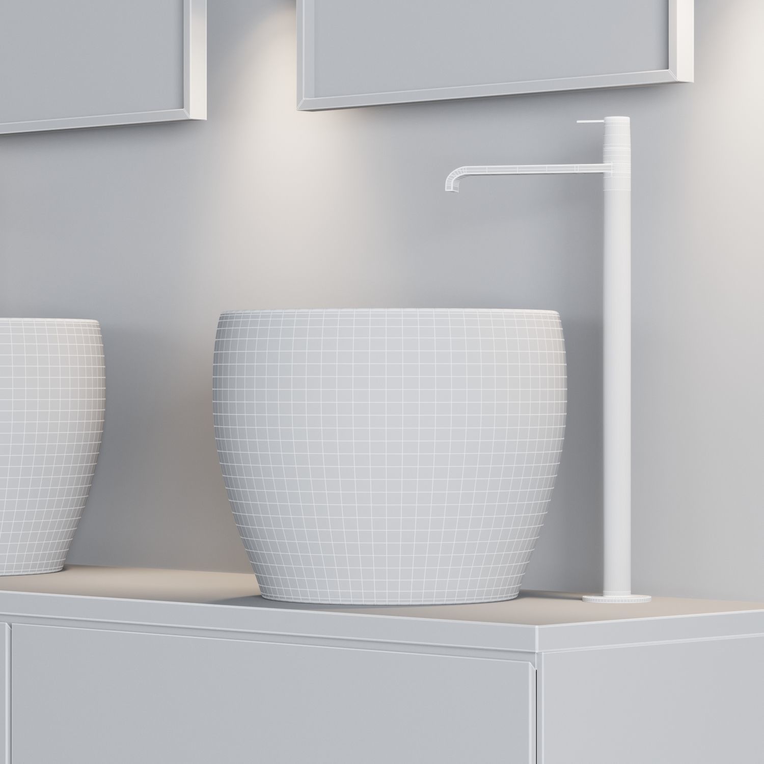 Bath Set 1 bathroom with two sinks and mirrors 3D model_5