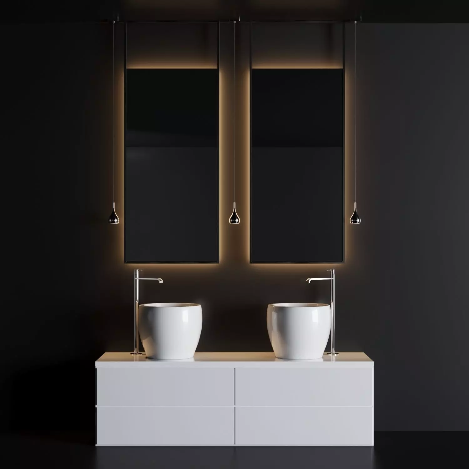 Bath Set 1 bathroom with two sinks and mirrors 3D model_0