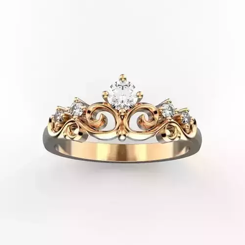 Crown ring with diamonds 3D print model