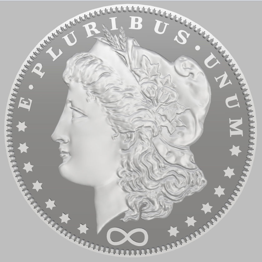 One US dollar coin 3D print model_7