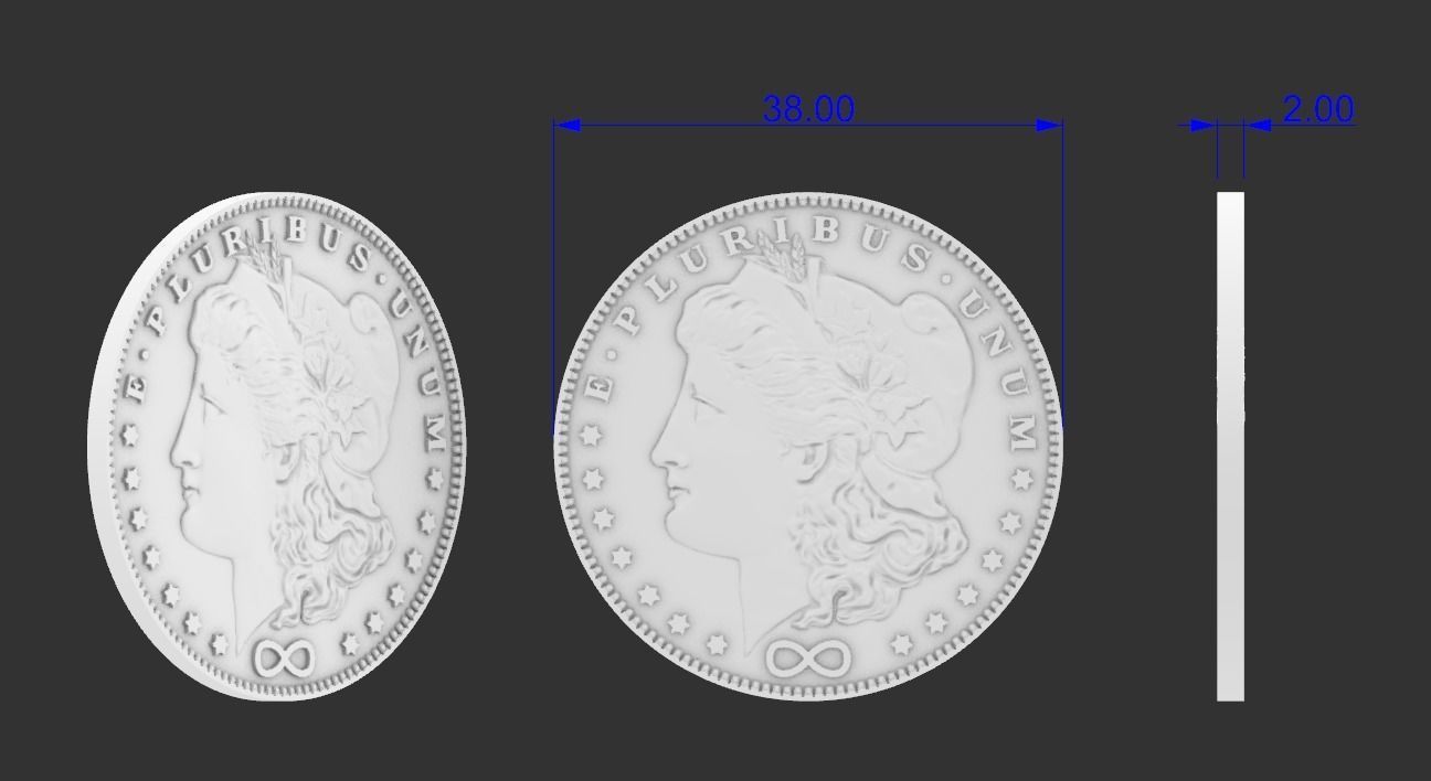 One US dollar coin 3D print model_9