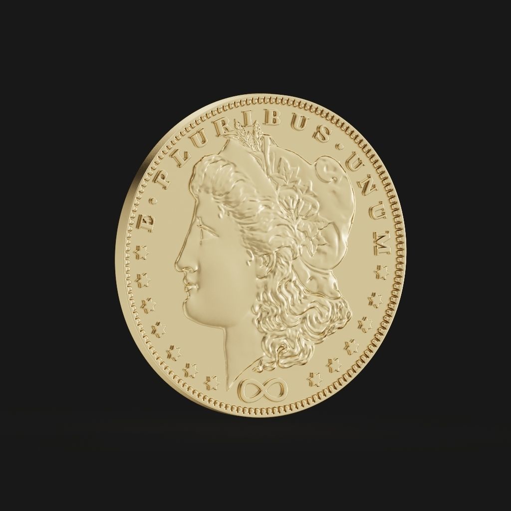 One US dollar coin 3D print model_1