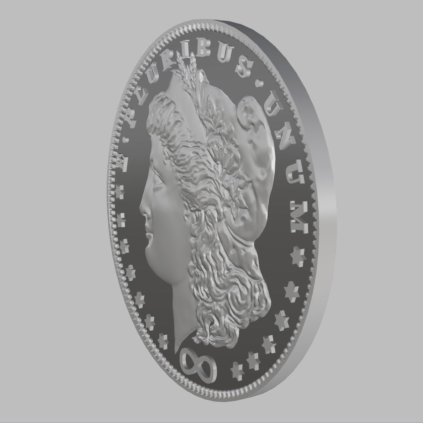 One US dollar coin 3D print model_8