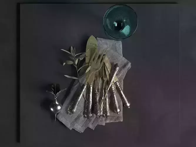 Vintage Cutlery Salt Shaker Plant and Napkin