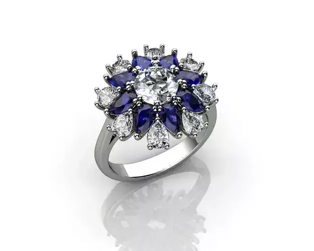 Diamond and Sapphire Engagement Ring