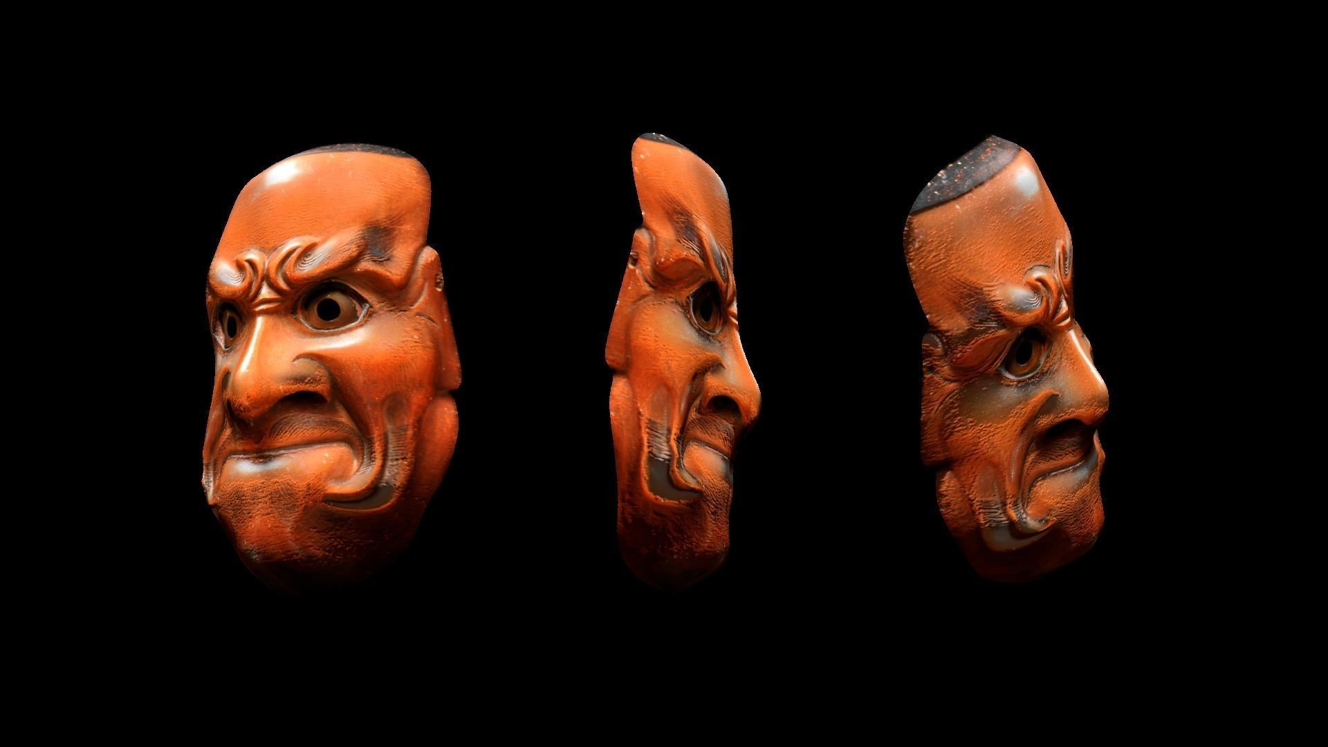 Kobeshimi Mask Noh Theatre Japanese Mythology Fantasy Art Cloth Low-poly 3D model_5