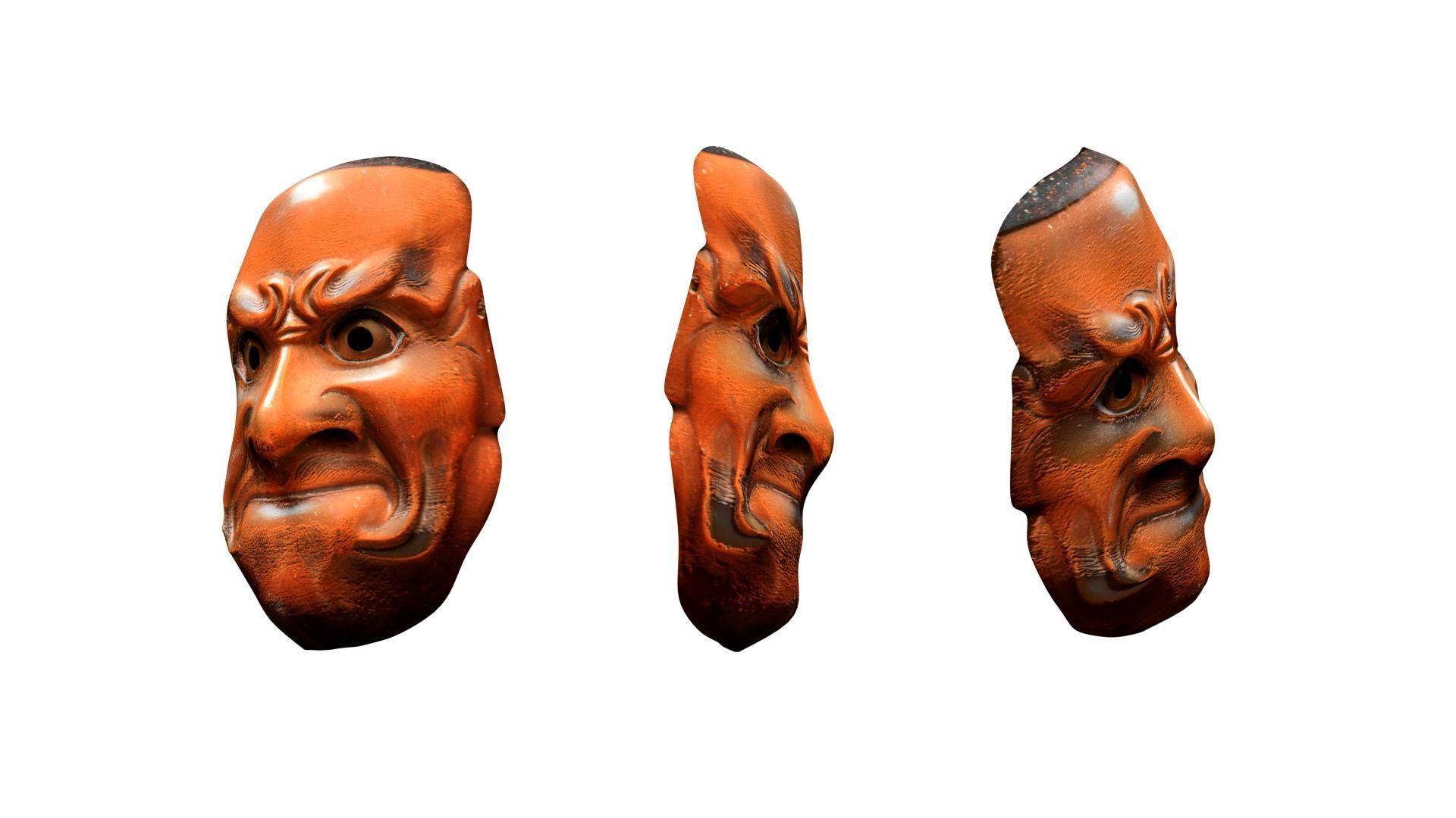 Kobeshimi Mask Noh Theatre Japanese Mythology Fantasy Art Cloth Low-poly 3D model_6