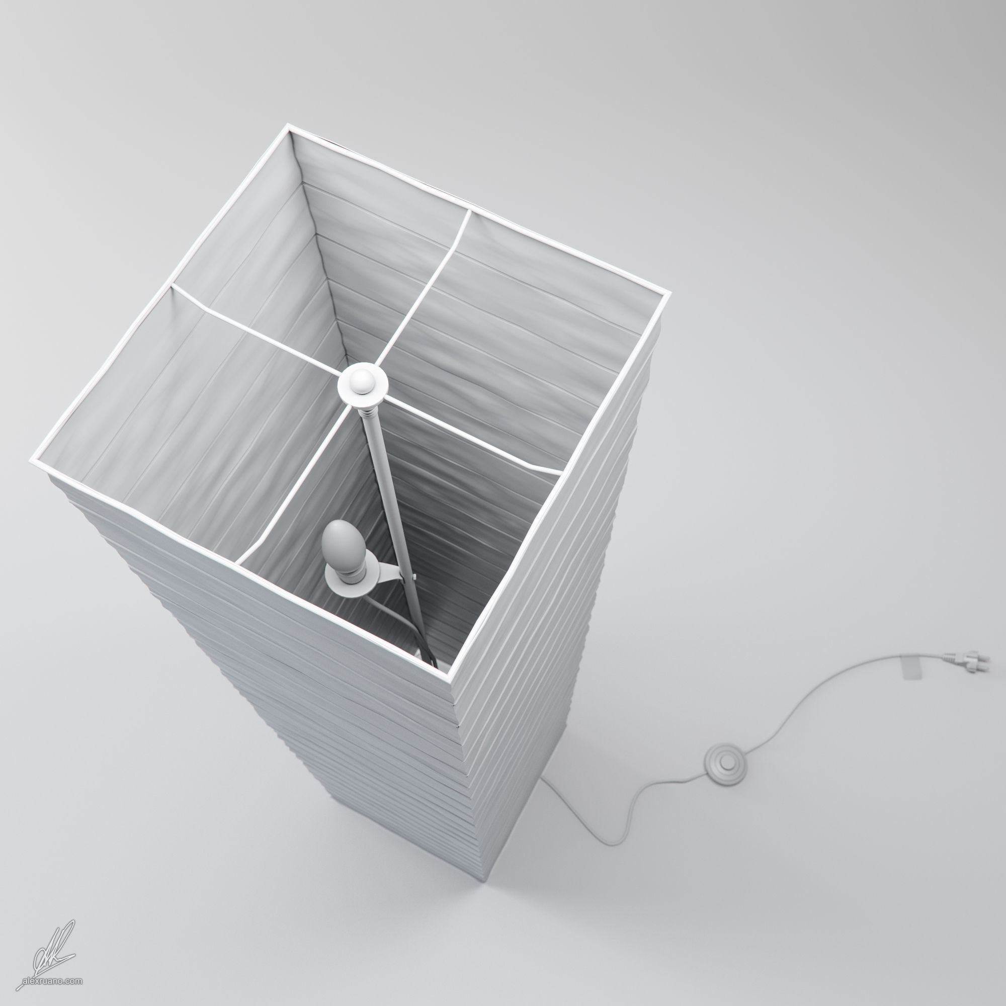 Paper Lamp 3D model_7