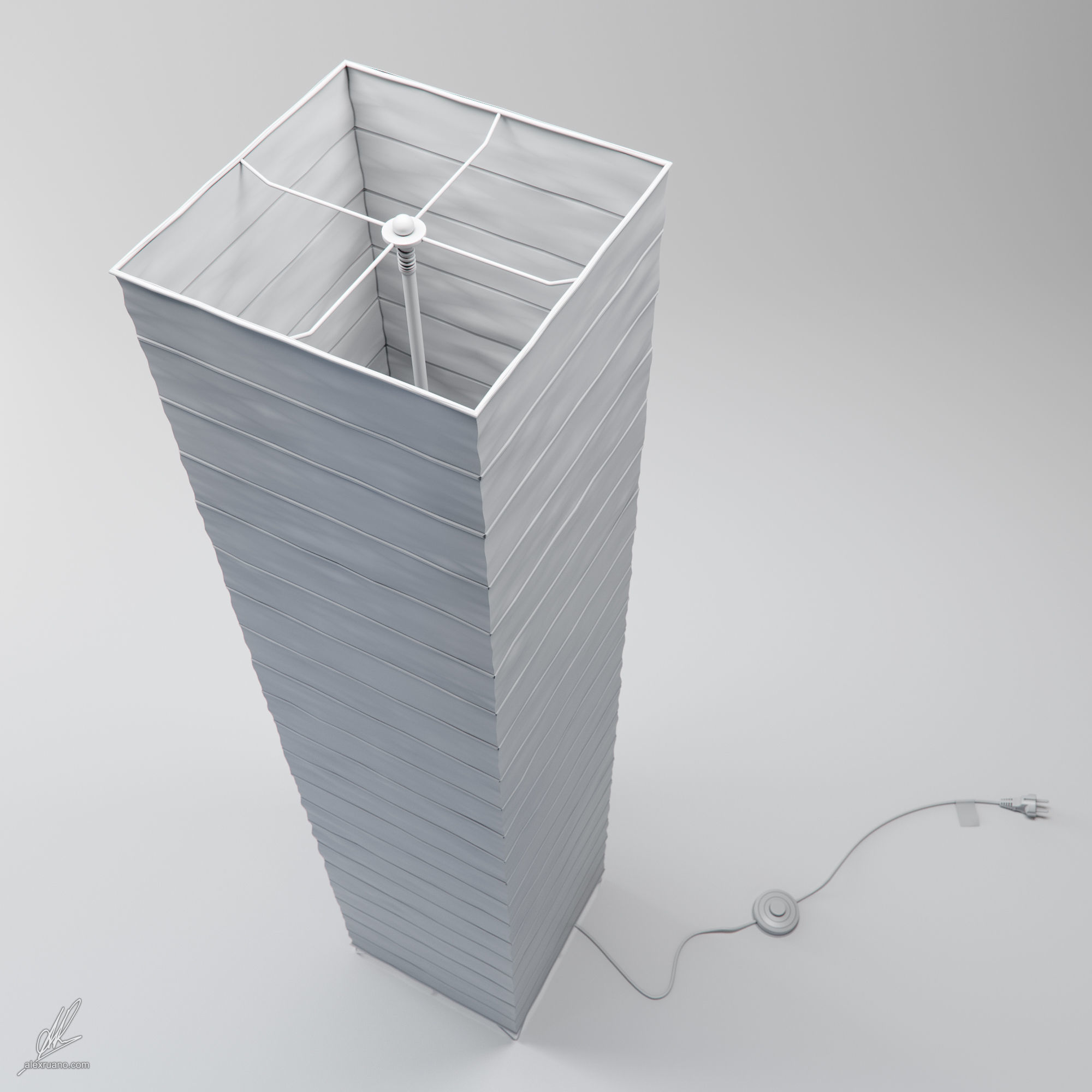 Paper Lamp 3D model_5