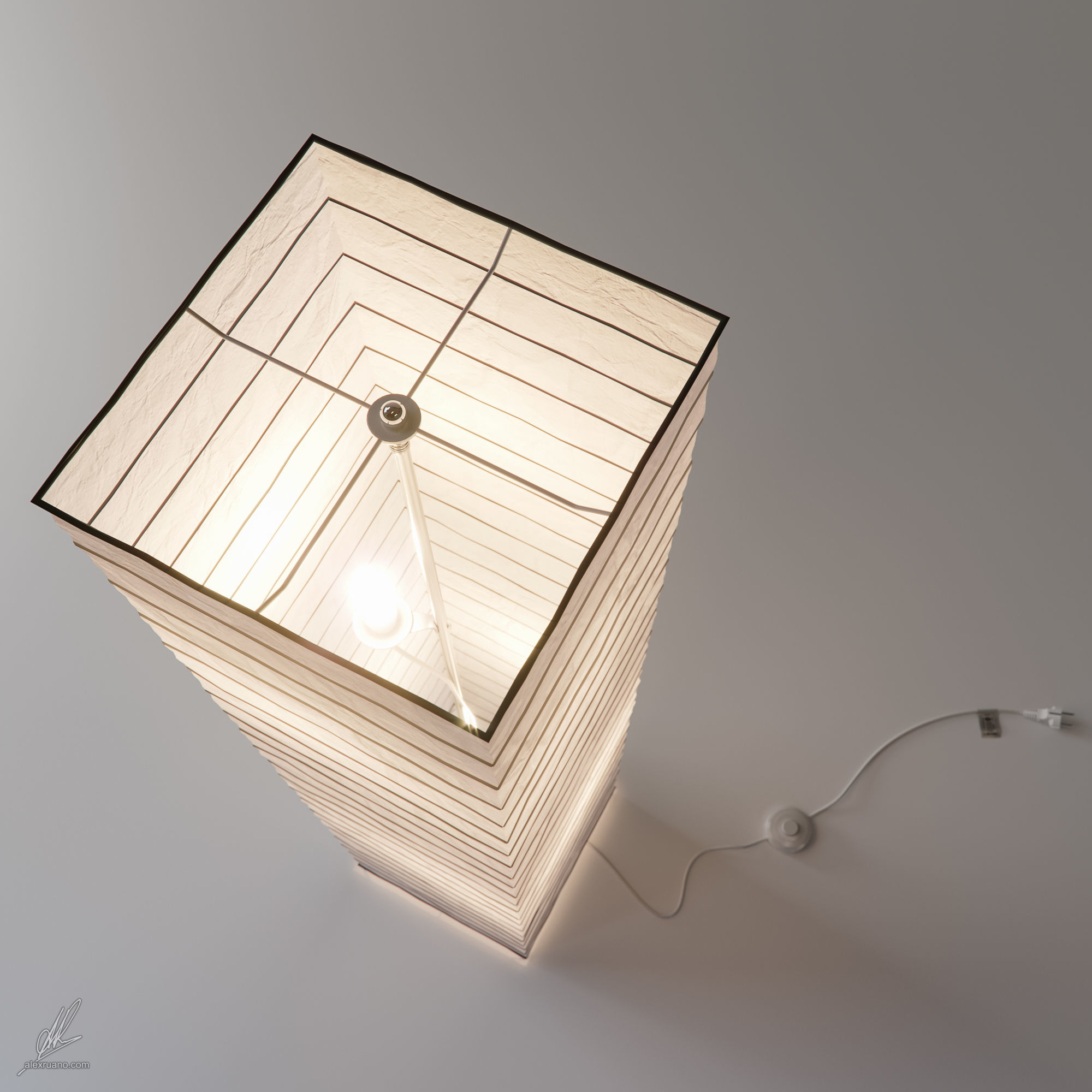 Paper Lamp 3D model_2