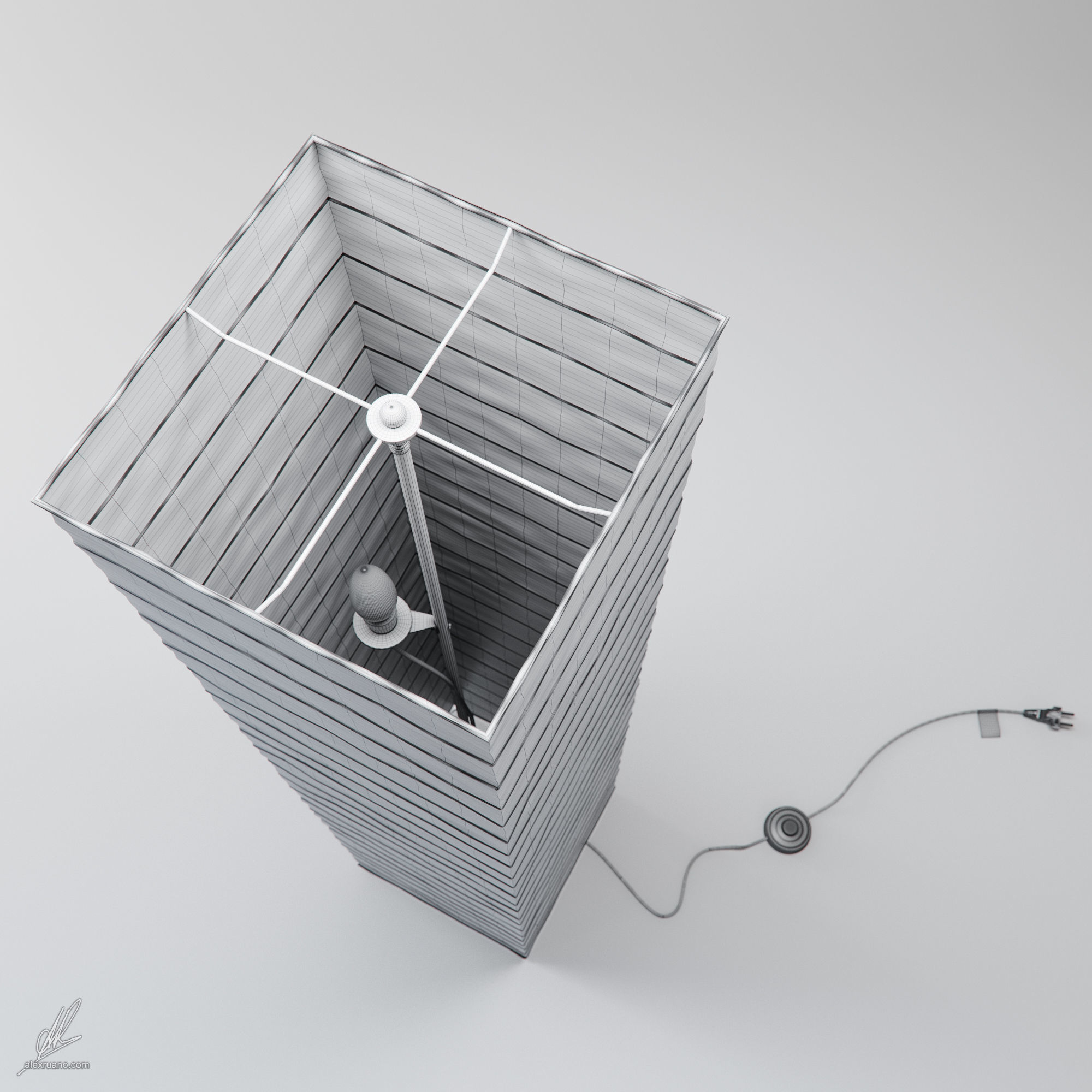 Paper Lamp 3D model_8