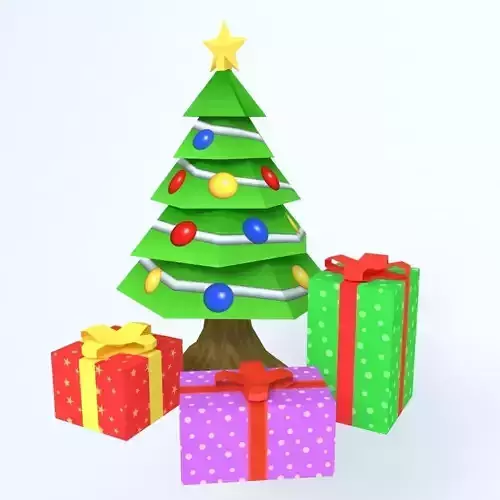 Christmas tree Cartoon low poly 