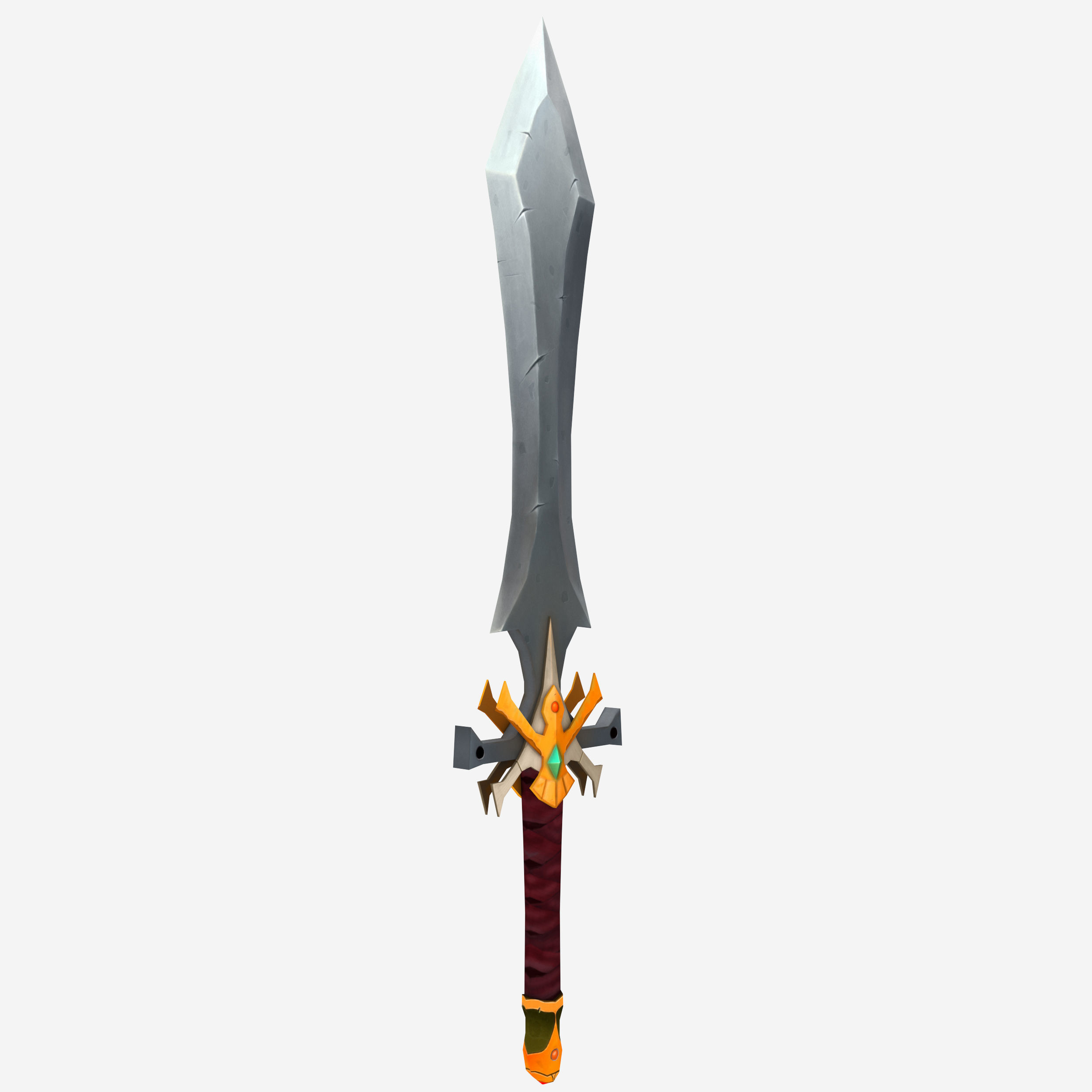 Low poly sword Low-poly 3D model_4