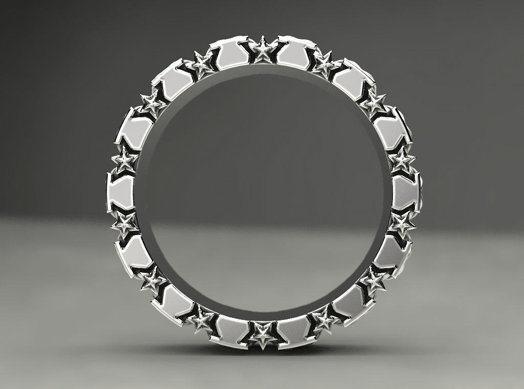 Ring skull and stars 3D print model_17