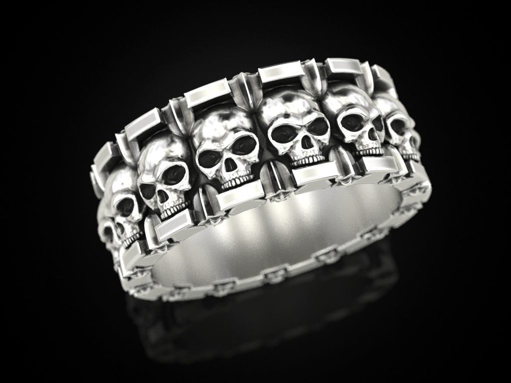 Ring skull and stars 3D print model_12