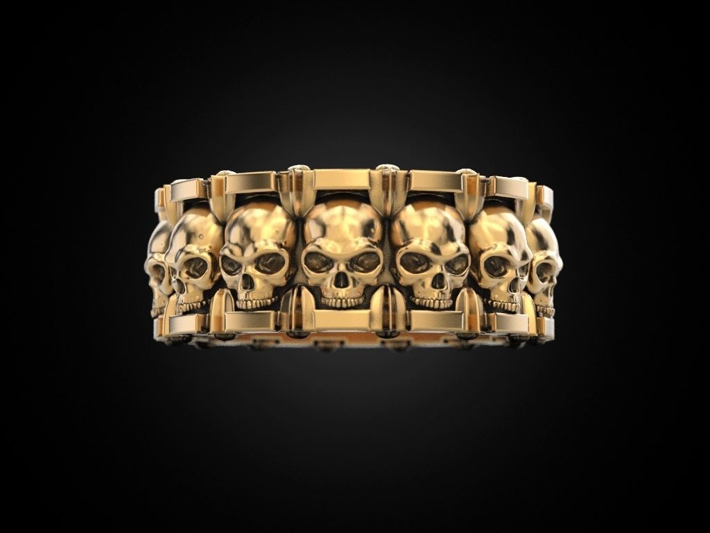 Ring skull and stars 3D print model_19
