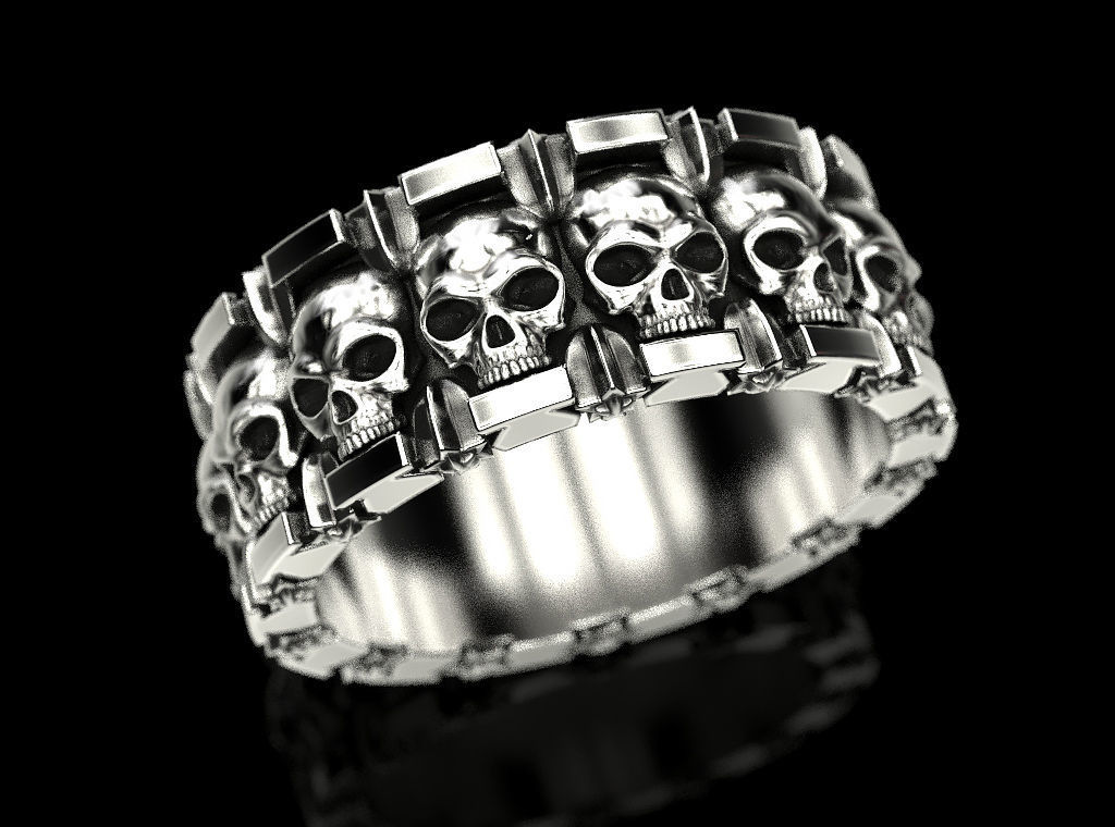 Ring skull and stars 3D print model_7