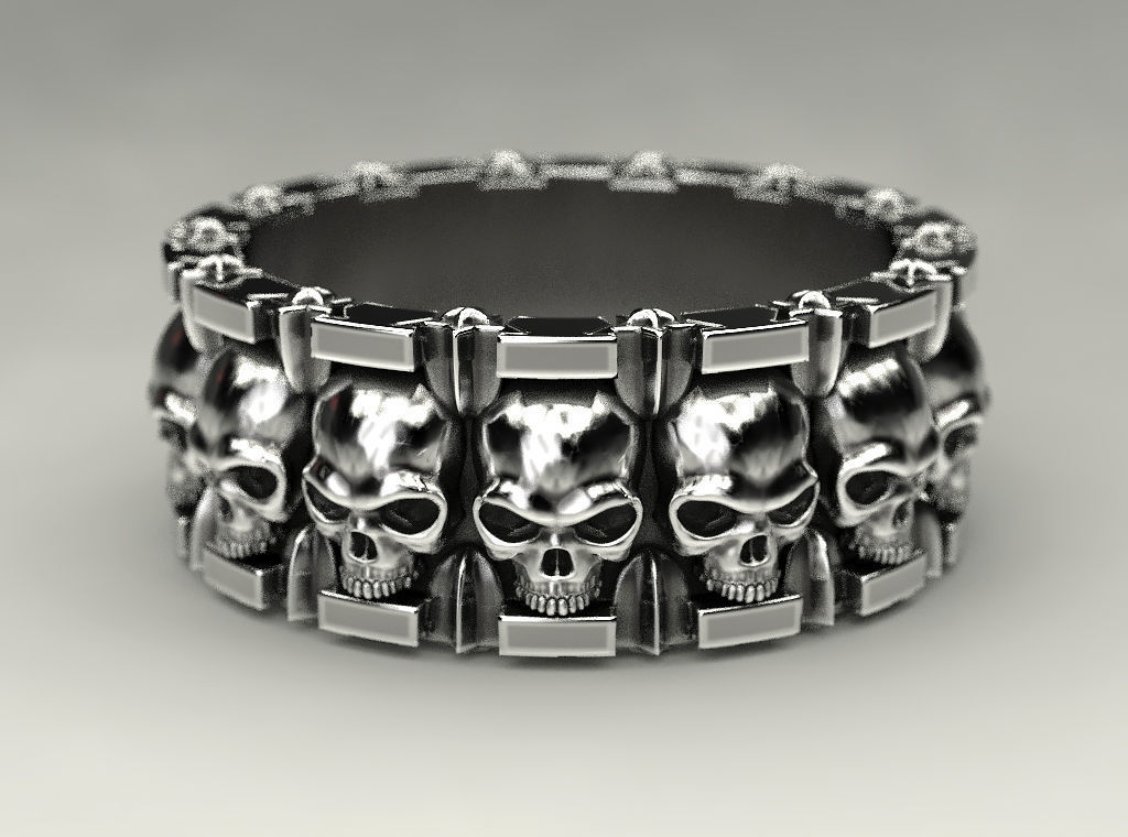 Ring skull and stars 3D print model_16