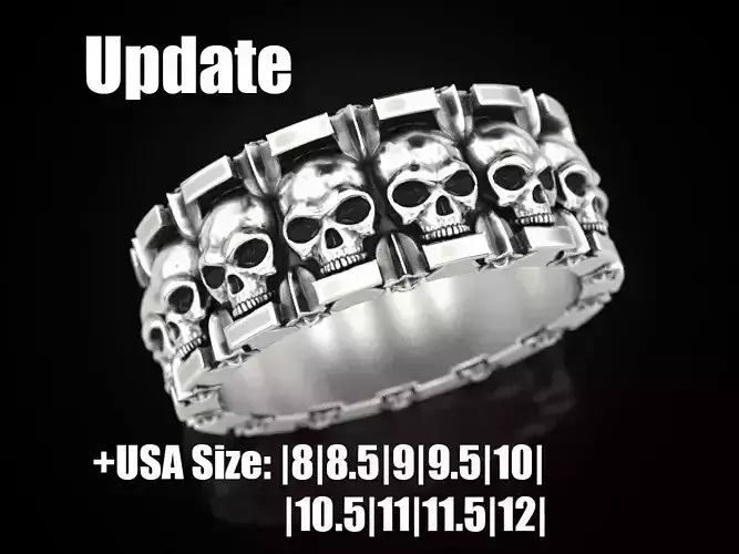 Ring skull and stars 3D print model