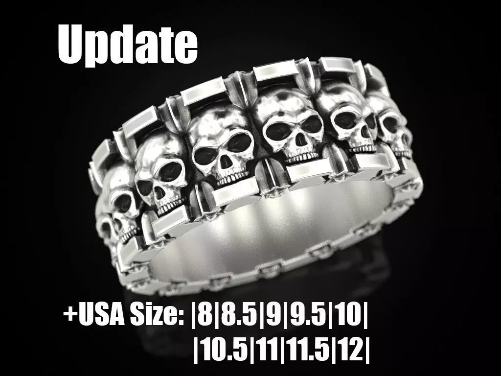 Ring skull and stars 3D print model_0