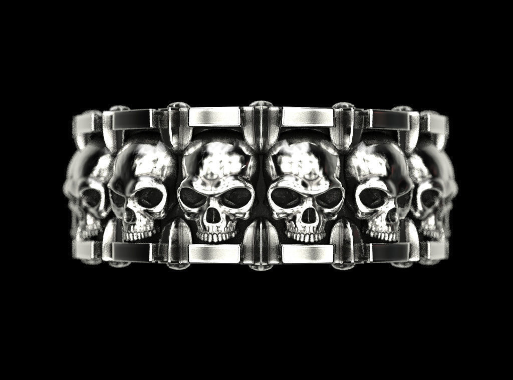 Ring skull and stars 3D print model_8