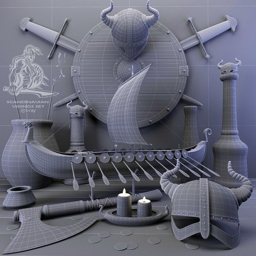 AVE Scandinavian vikings set 3D model_1