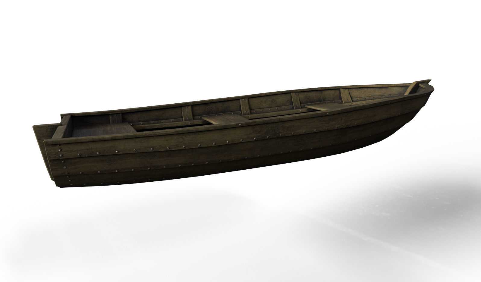 Wooden Boat Low-poly 3D model_7