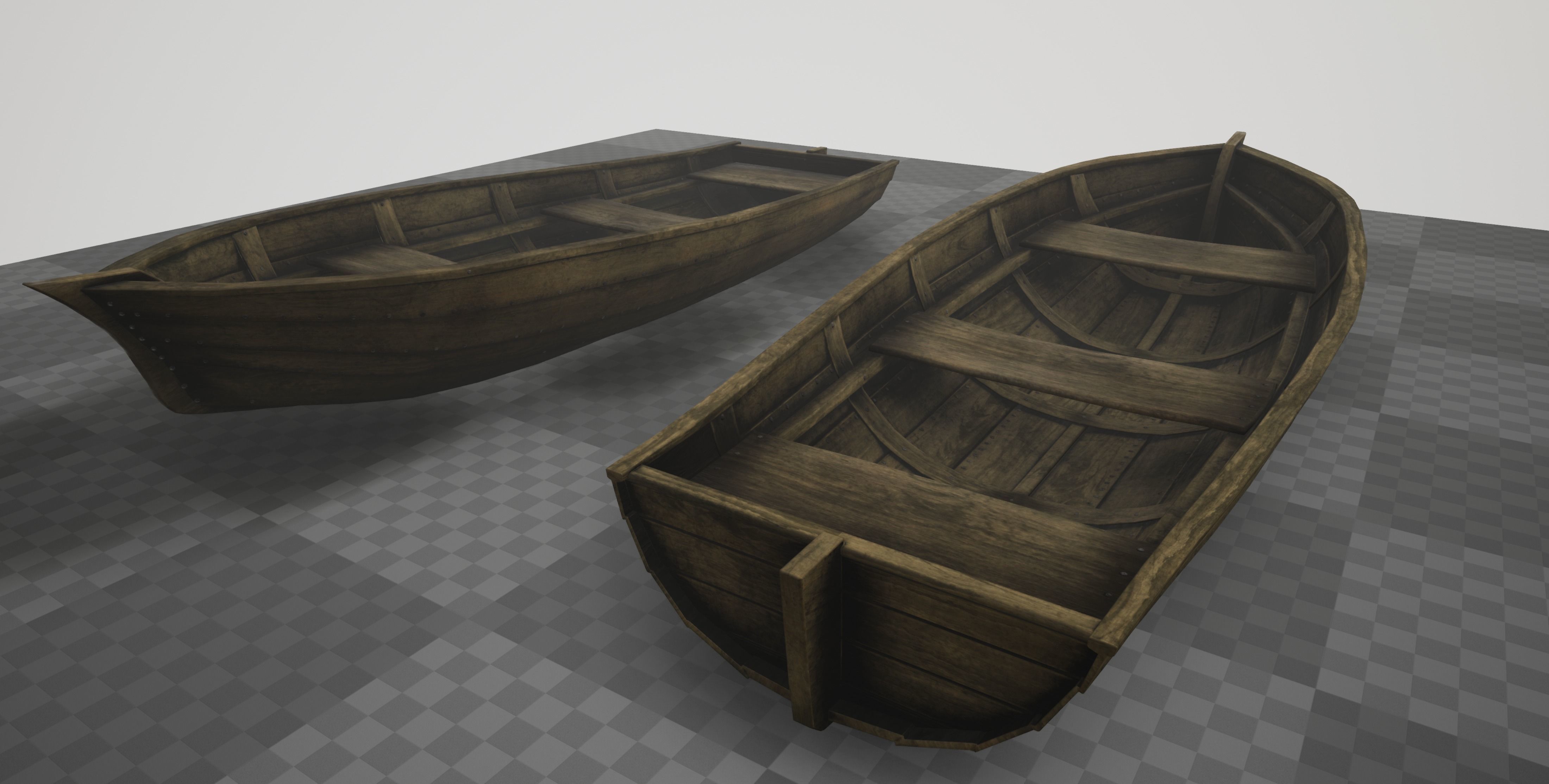 Wooden Boat Low-poly 3D model_12