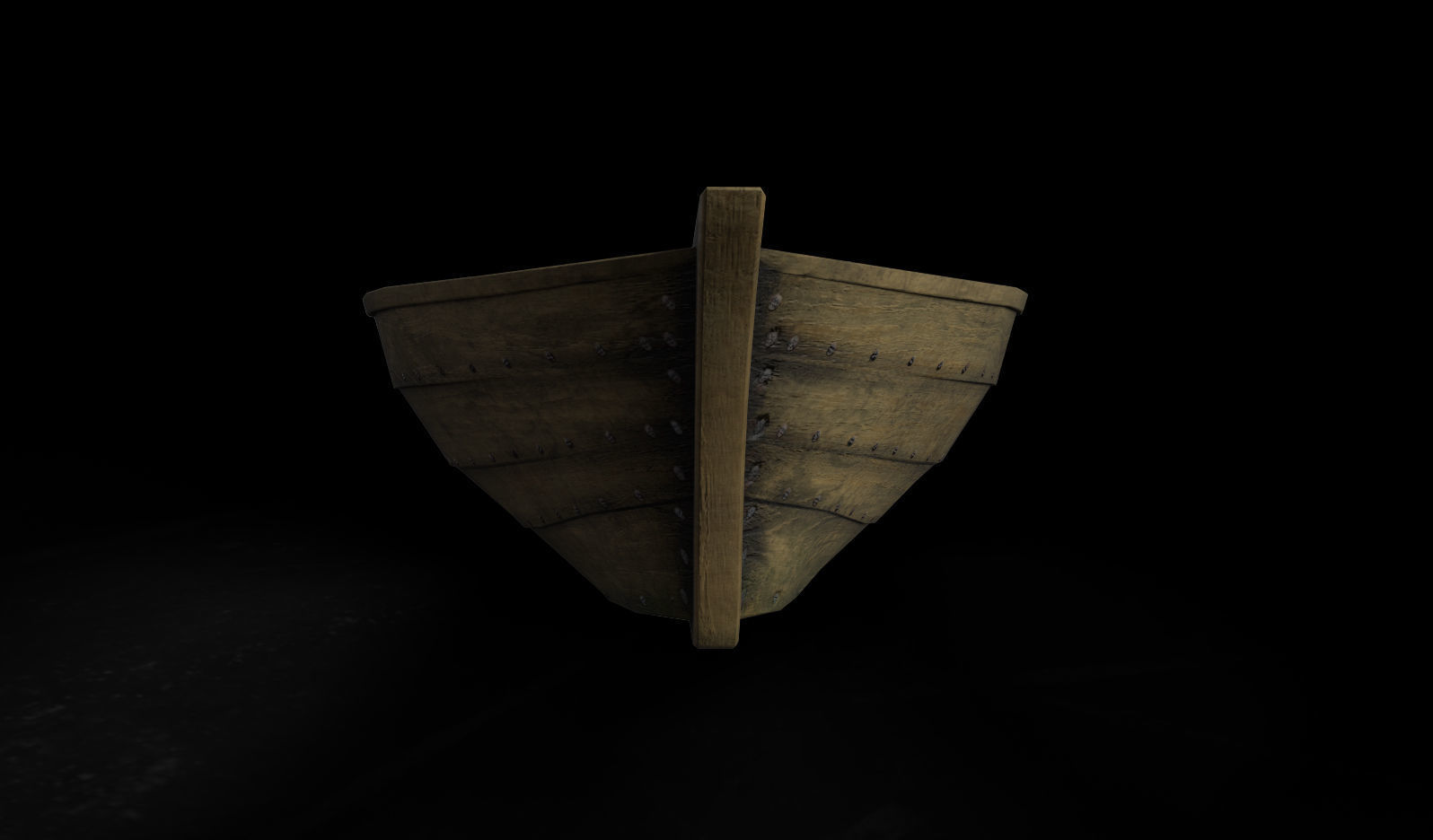 Wooden Boat Low-poly 3D model_5