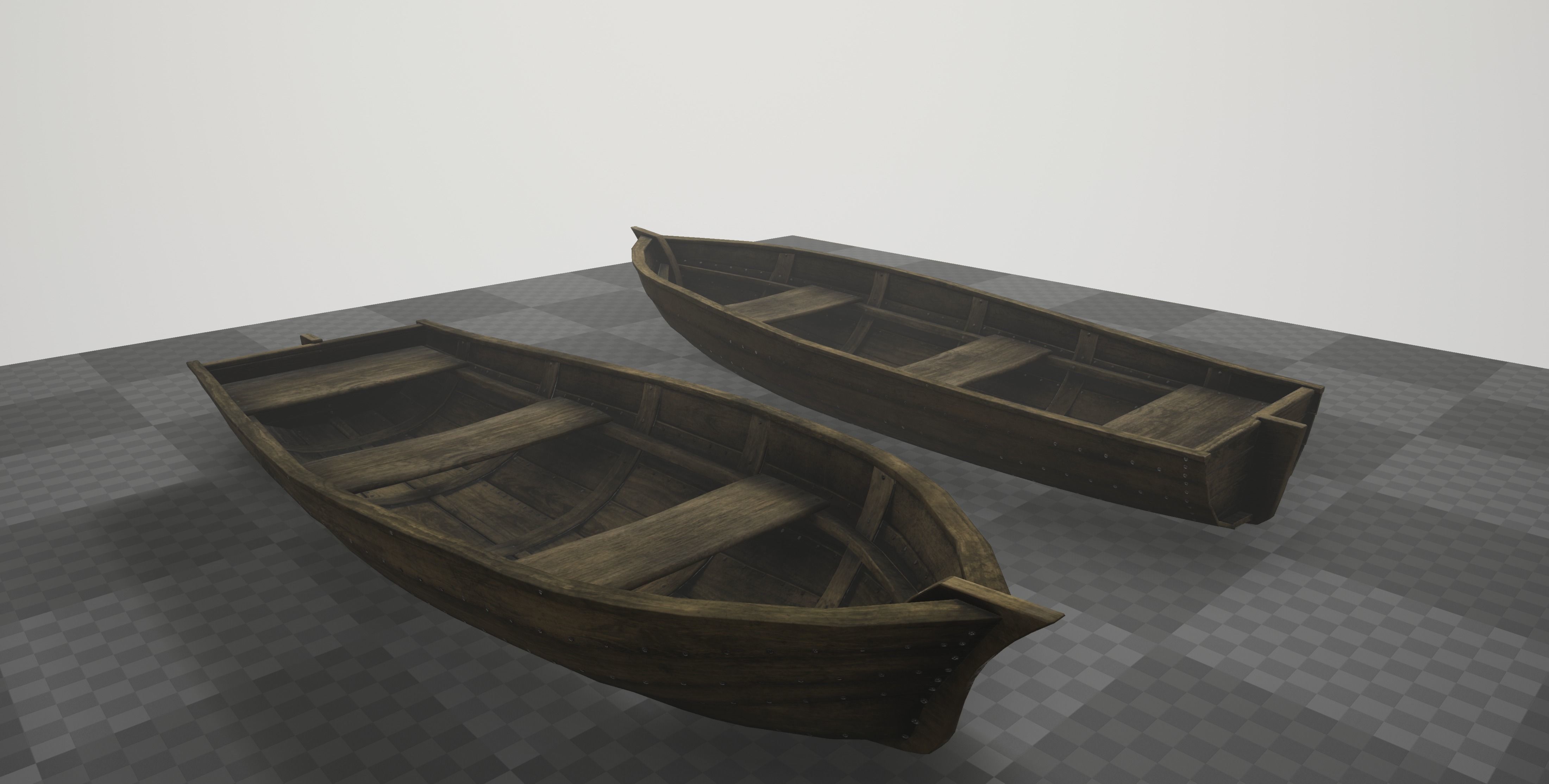 Wooden Boat Low-poly 3D model_13