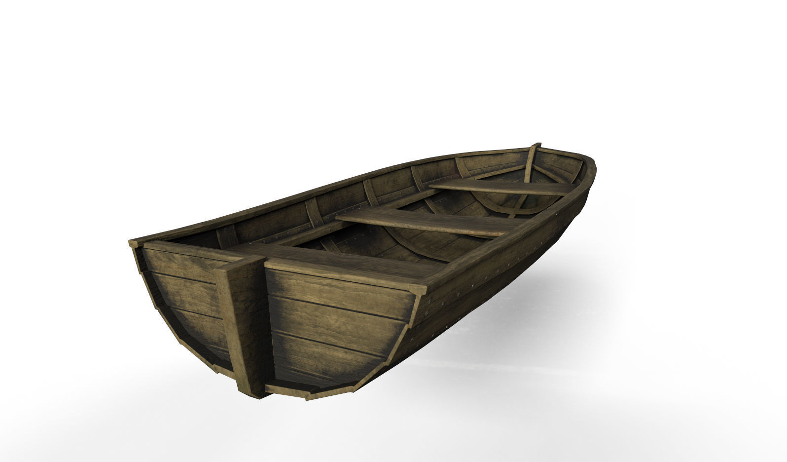 Wooden Boat Low-poly 3D model_4