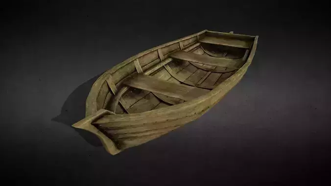 Wooden Boat Low-poly 3D model
