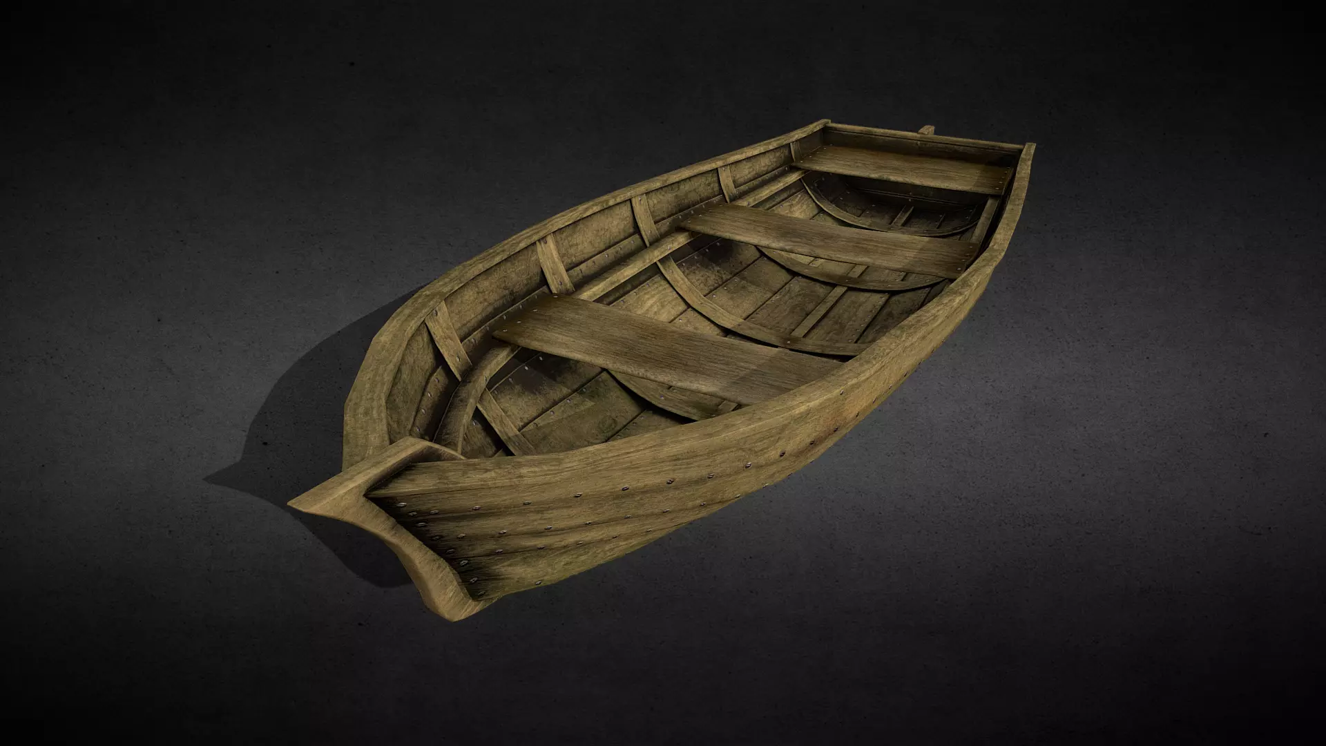 Wooden Boat Low-poly 3D model_0