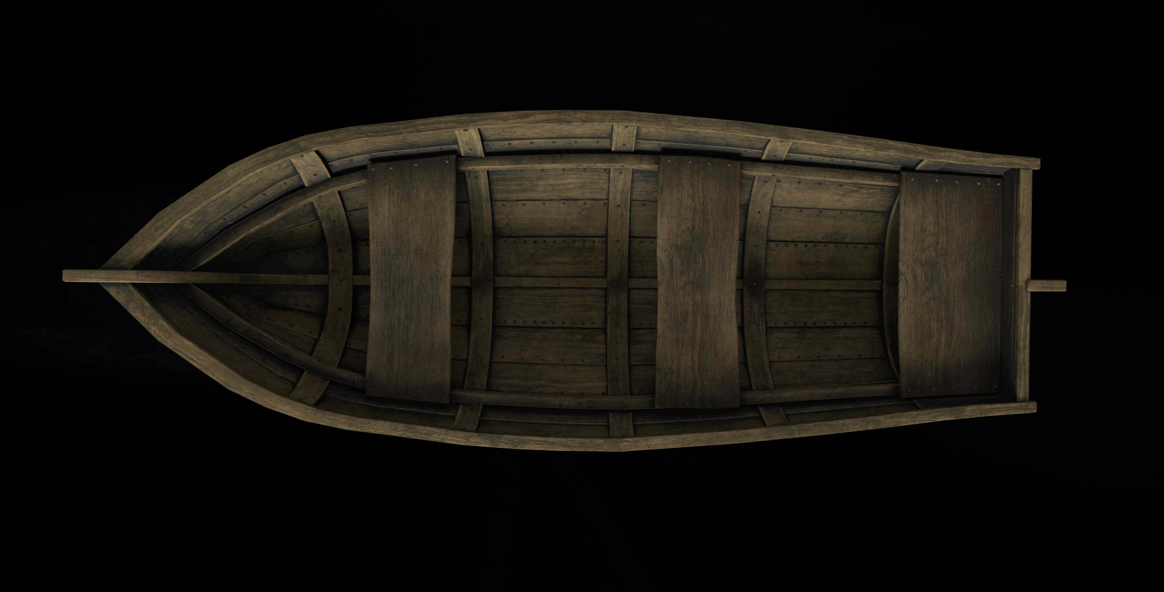 Wooden Boat Low-poly 3D model_2