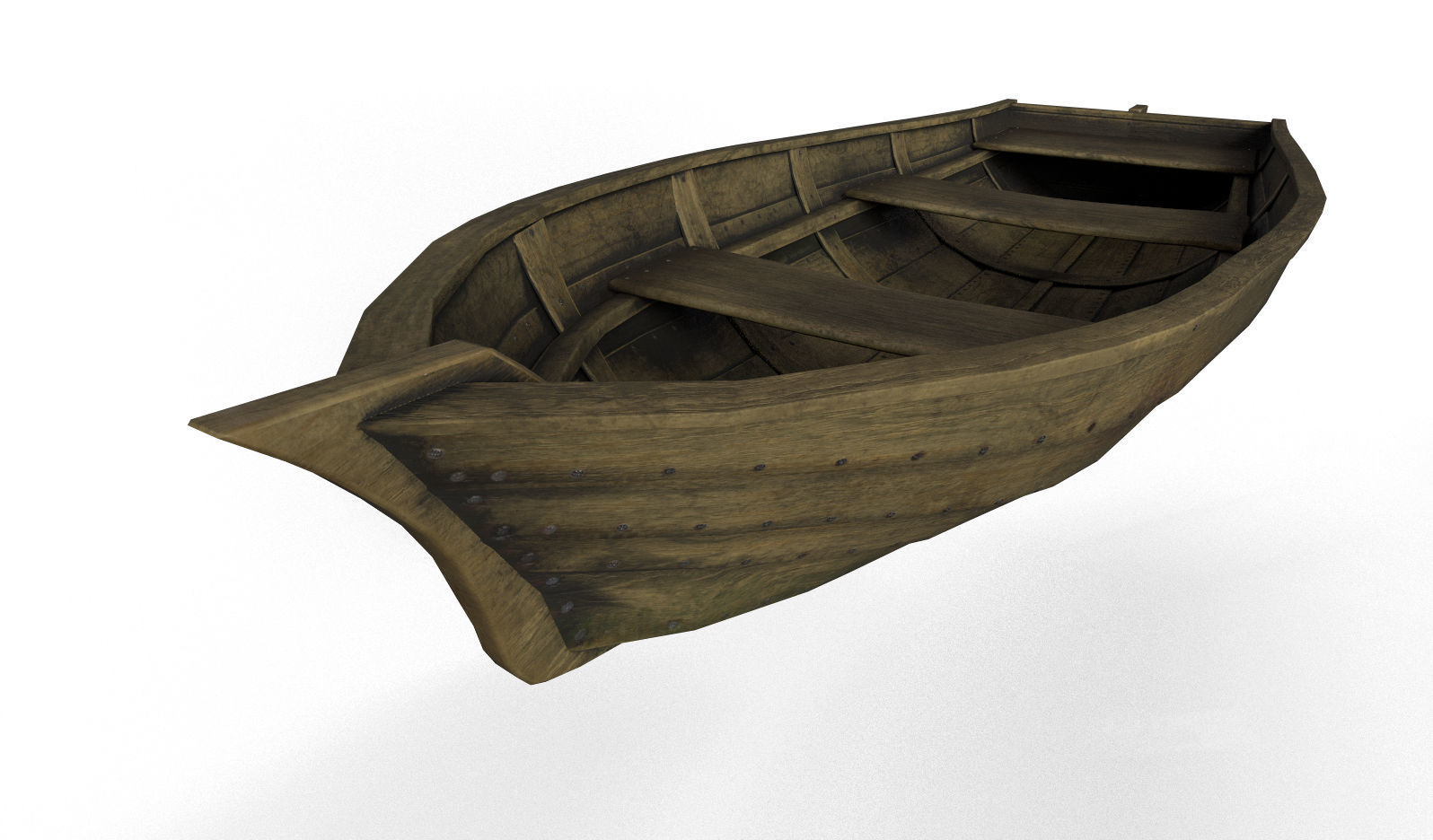 Wooden Boat Low-poly 3D model_1