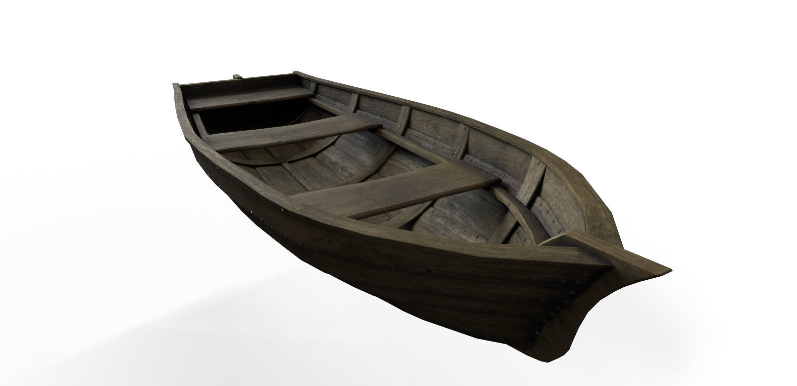 Wooden Boat Low-poly 3D model_3