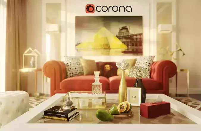 Sofa combination ornament Low-poly 3D model