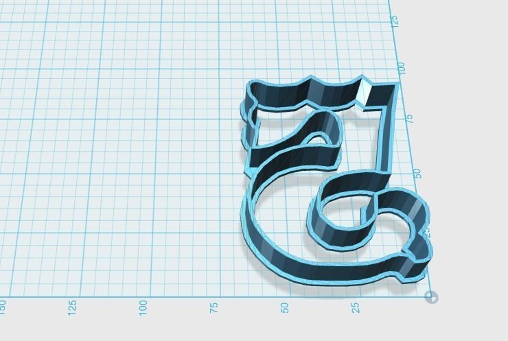 Vintage number 5 cookie cutter 3D print model_0