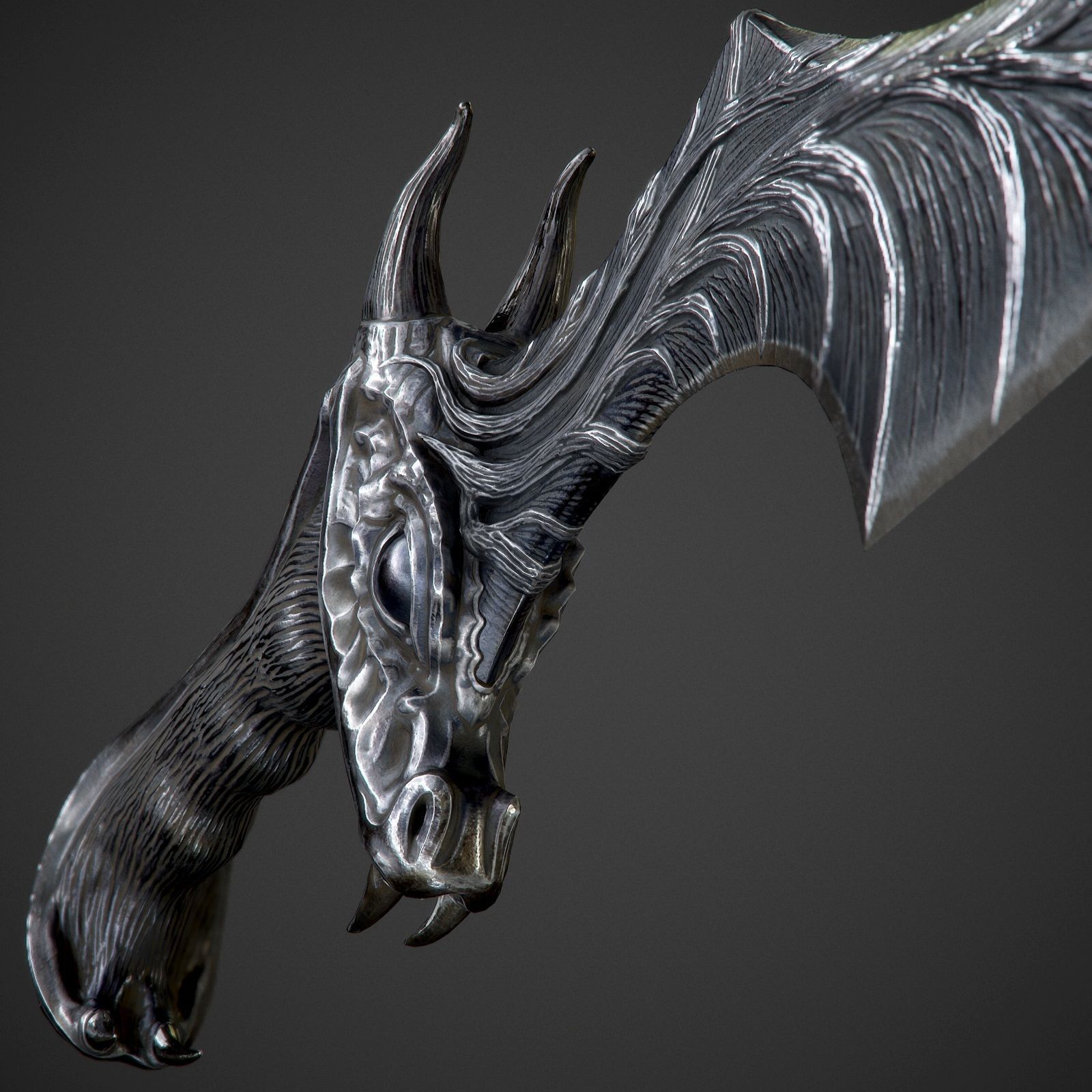 Ritual Dragon Dagger PBR Game-Ready Low-poly 3D model_1
