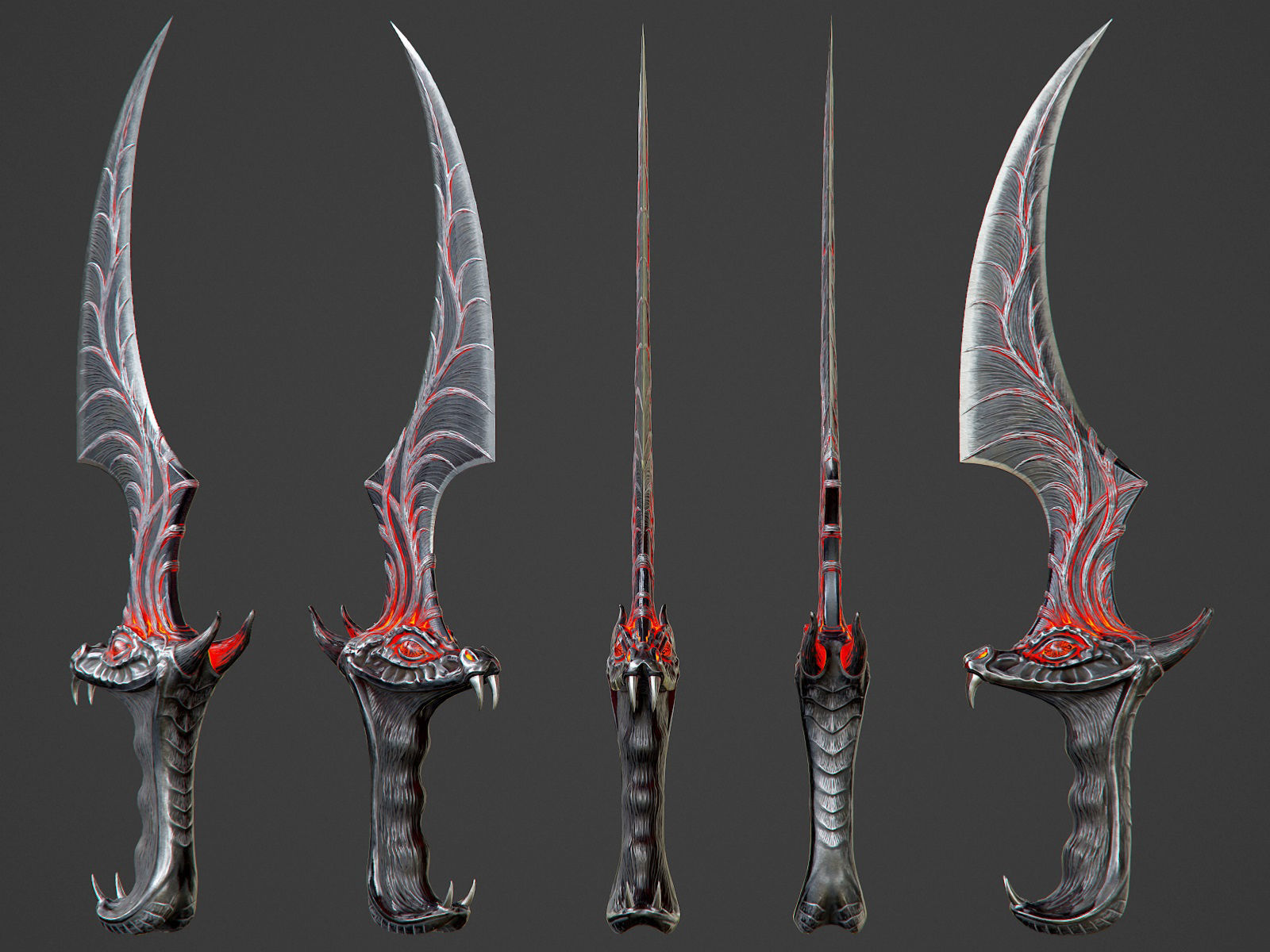 Ritual Dragon Dagger PBR Game-Ready Low-poly 3D model_13