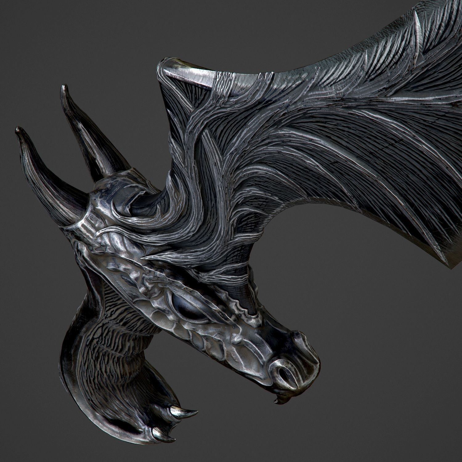 Ritual Dragon Dagger PBR Game-Ready Low-poly 3D model_25